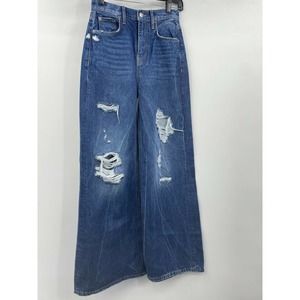 NWOT Free People Wide Leg Distressed High Rise Jeans